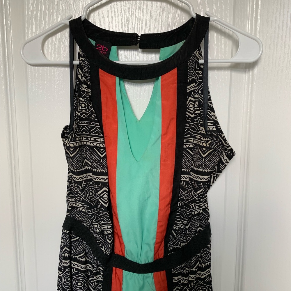 2B Bebe Colorblock Aztec Print Maxi Dress - Size Medium